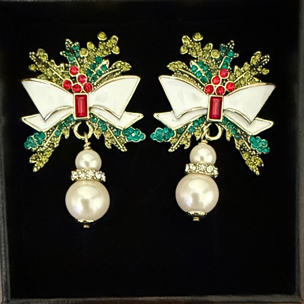 Heidi Daus Colorful Bow Earrings with Pearls - Picture 2 of 2